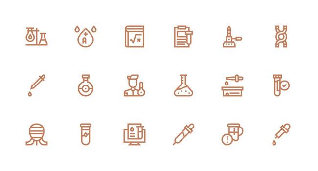 Test Icon Set with 18 Strong Stroke Line Graphics Organized Icon Pack for Quick Access vector