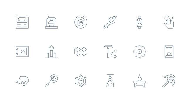 Object Icon Set with 18 Minimal Line Graphics Printable Icon Collection vector