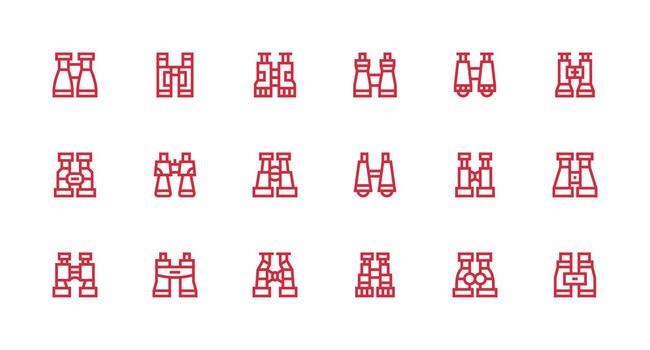 18 Strong Stroke Line Icons for Spotting Scope Graphics Icon Set for Projects vector