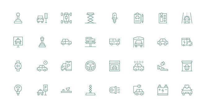 Automobile Icon Collection with 32 Thin Line Designs Balanced Icon Set for Functional Design vector