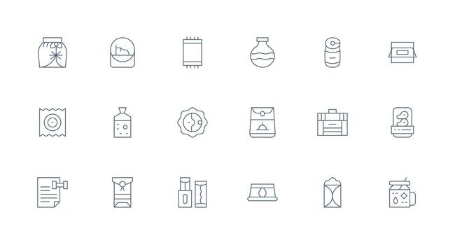 Sealed Design Icons featuring 18 in Minimal Line Style Sharp Icons for Presentations vector