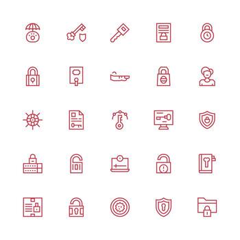 Medium Stroke Outline Icons from Password Set with 25 Vectors Organized Pack for Project Assets