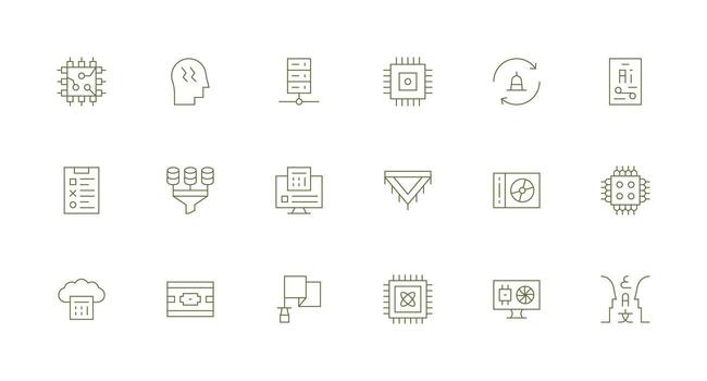 Data Processing Design Icons featuring 18 in Minimal Line Style Basic Icon Series vector
