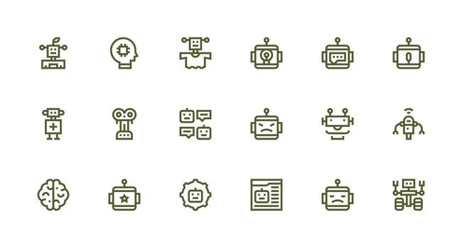 Strong Stroke Line Style Ai Icons with 18 Vectors Optimized Icon Pack for Digital Products