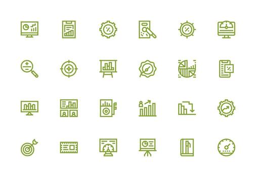 Metrics featuring 24 Icons in Thick Line Line Design Multi-Purpose Icon Pack for Templates vector