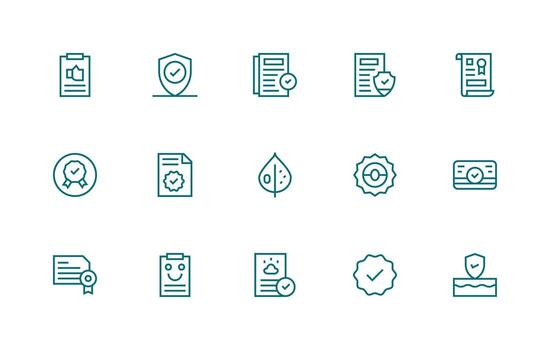15 Regular Line Style Icons from Compliant Collection Web Icon Collection vector