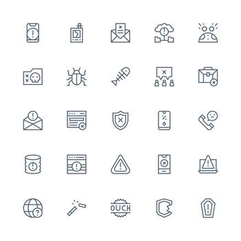 Error Set with 25 Medium Stroke Outline Icons Icon Set vector