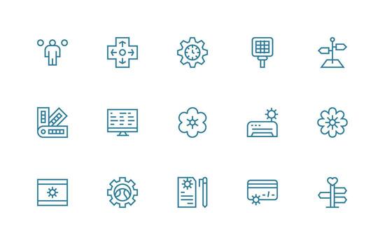 Options Visual Pack containing 15 Regular Line Icons Essential Icons for Rapid UI Building vector