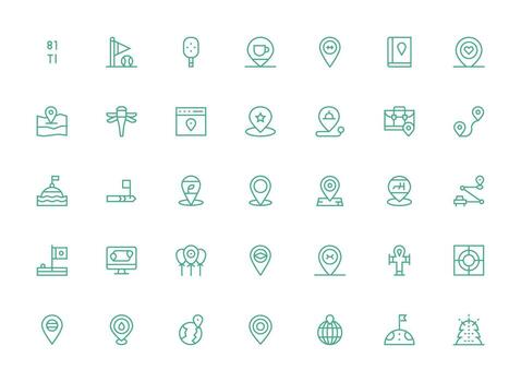 marcador presentando 35 íconos en regular limpiar línea diseño completar icono haz para web diseño vector
