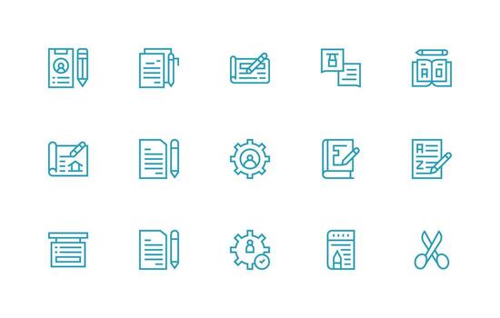 15 regular línea estilo íconos desde editar colección de confianza íconos para todas interfaces vector