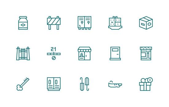 Regular Line Style Closed Icons with 15 Vectors Clean Icon Collection for Web Use