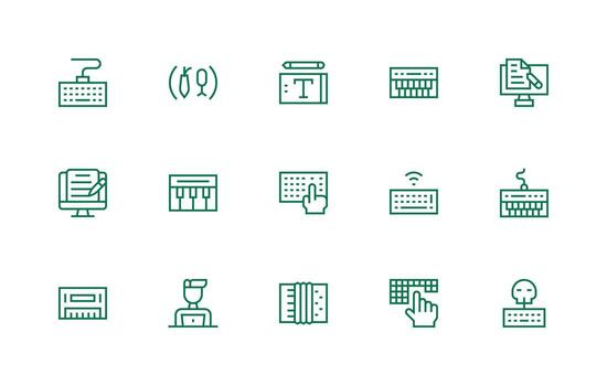 Keyboard Design Icons featuring 15 in Regular Line Style Scalable Icon Pack vector