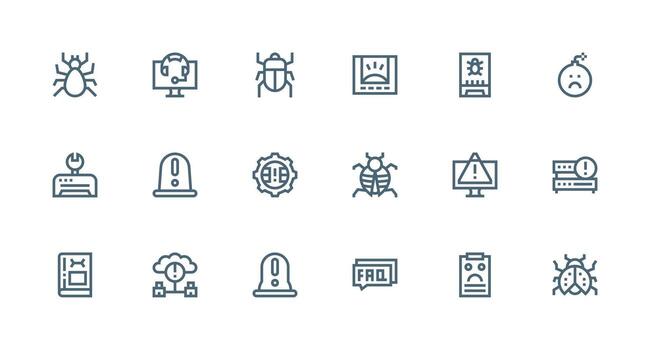 Strong Stroke Line Icons from Troubleshooting Set with 18 Vectors Flexible Icon System for Web Interfaces