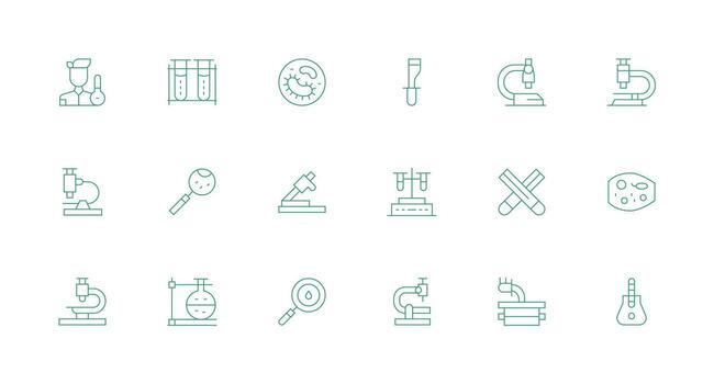 18 Minimal Line Vectors for Microscope Theme Icon Set for Apps
