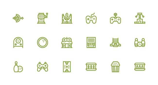 18 Icons for Arcade in Strong Stroke Line Format Web and App Icon Pack Collection vector