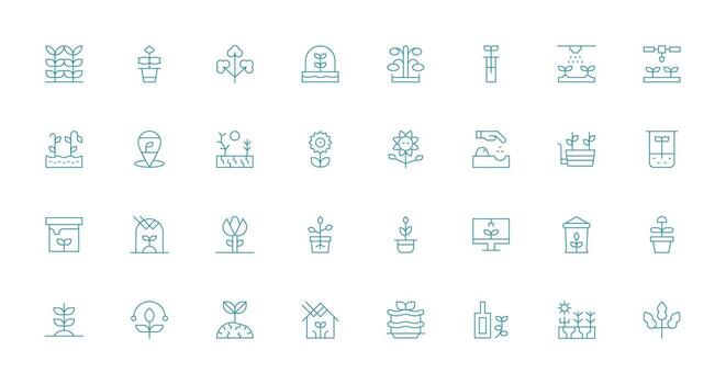 Seedling including 32 Thin Line Illustrations Icon Set for Web vector