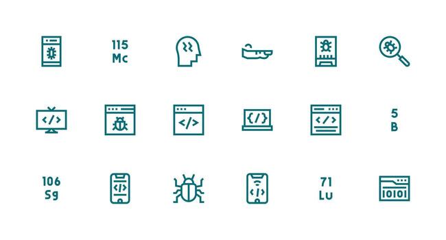 18 Code Icons in Strong Stroke Line Aesthetic Core Icon Collection for Daily Tasks vector