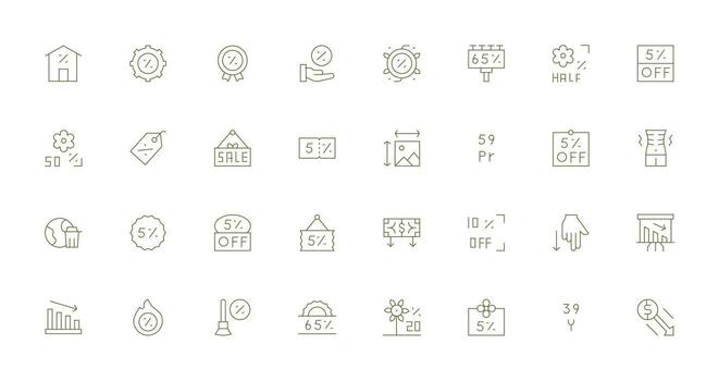 reducción visual paquete conteniendo 32 Delgado línea íconos multi-estilo íconos para creativo proyectos vector