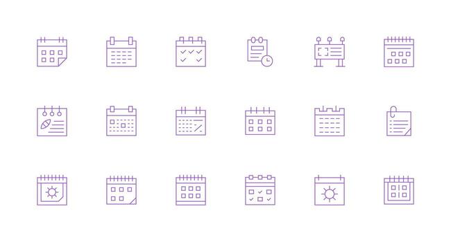 Reminders Visual Pack containing 18 Minimal Line Icons Simple Icons for Interface and Wireframes vector