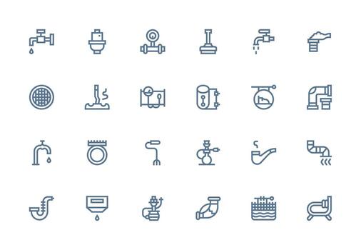 24 grueso línea línea íconos para tubo gráficos mínimo icono conjunto para interfaz proyectos vector