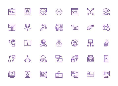 35 regular limpiar línea estilo íconos desde datos transferir colección icono conjunto para aplicaciones vector
