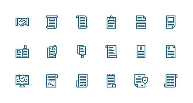 18 Icons for Contract in Strong Stroke Line Format Pixel Perfect Icon Set vector