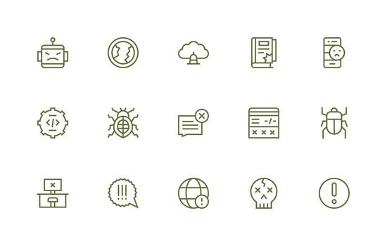15 Icons for Error in Regular Line Format Pixel Perfect Icons for Modern Apps vector