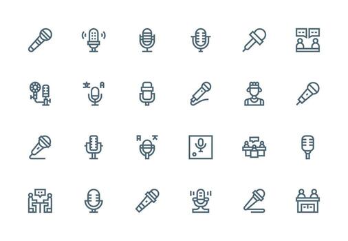 Interview Icon Collection with 24 Thick Line Line Designs Web Icon Collection vector
