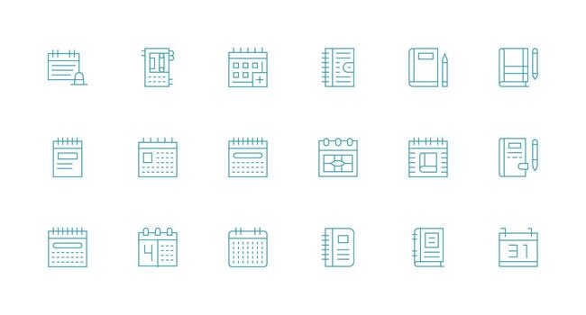 mínimo línea íconos desde diario conjunto con 18 vectores reutilizable icono conjunto
