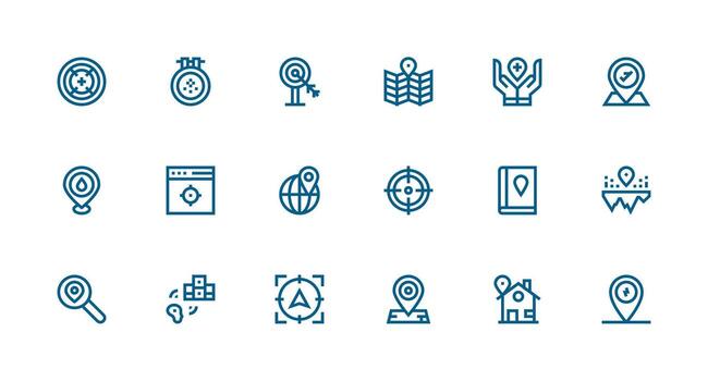 18 íconos para determinar con precisión en fuerte carrera línea formato limpiar icono colección para web utilizar vector