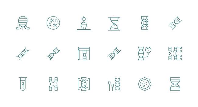 Genetics Design Icons featuring 18 in Minimal Line Style Neutral Style Icons for Any Project vector