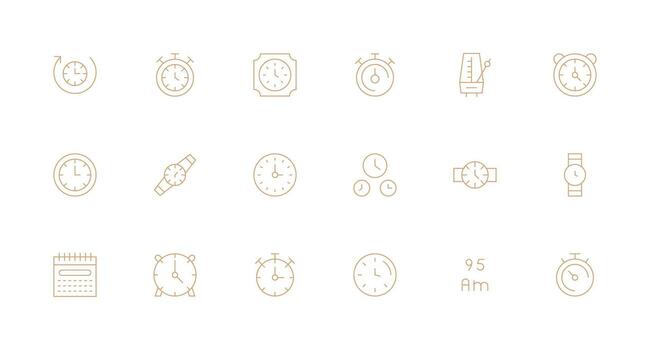 Timekeeping Icon Collection with 18 Minimal Line Designs Interface Icon Collection vector