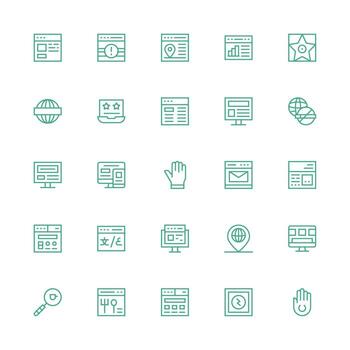 25 Medium Stroke Outline Style Icons from Website Collection Web and App Icon Pack Collection vector