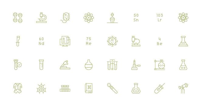 Scientific Design Icons featuring 32 in Thin Line Style Functional Icon Series vector
