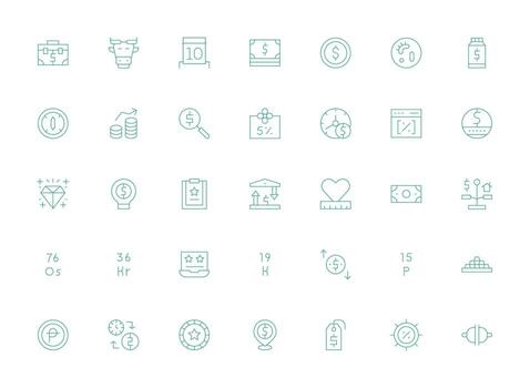 Value Design Icons featuring 35 in Light Line Style Icon Set for Projects vector
