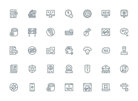 35 Regular Clean Line Icons for Access Denied Graphics Professional Icon Pack for Development Work vector