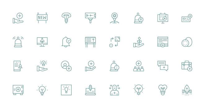 New Visual Pack containing 32 Thin Line Icons UI and UX Focused Icon Collection vector