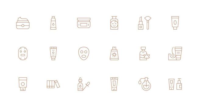 Minimal Line Style Skincare Icons with 18 Vectors Balanced Icon Set for Functional Design