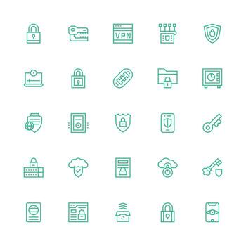 Medium Stroke Outline Icons from Encryption Set with 25 Vectors Professional Icon Set