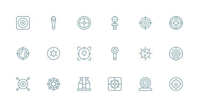 Scope Icon Set with 18 Minimal Line Graphics Clean Icon Set Icon Pack for UI Projects vector