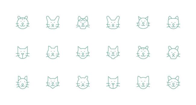 18 Minimal Line Icons for Feline Graphics Web and App Icon Pack Collection vector