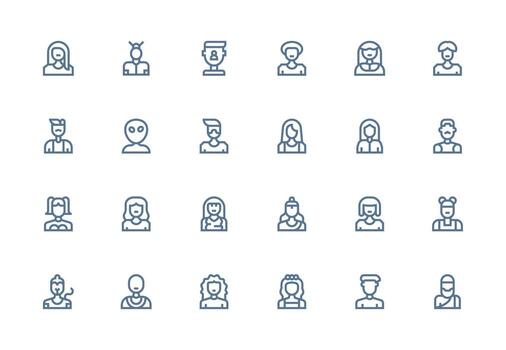 grueso línea línea íconos desde usuario icono conjunto con 24 vectores píxel Perfecto icono conjunto