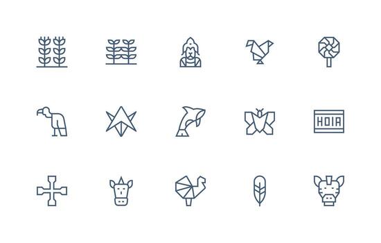 Stylized Icon Set with 15 Regular Line Graphics Glyph Icon Series vector