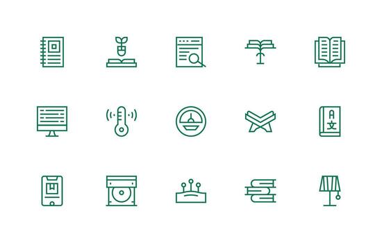 15 Regular Line Icons for Reading Graphics Multi-Purpose Icon Pack for Templates vector