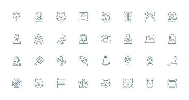 Delgado línea íconos desde lineal conjunto con 32 vectores interfaz íconos para diario utilizar