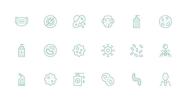 Minimal Line Icons from Bacteria Set with 18 Vectors Customizable Icon Series for Mobile Screens