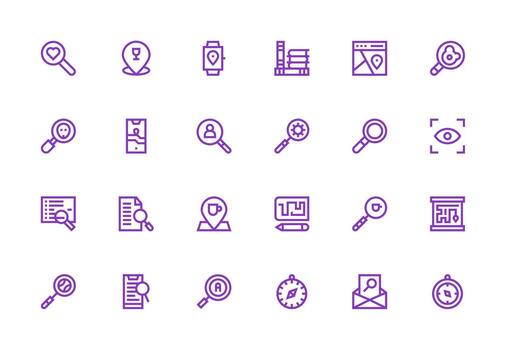 Thick Line Line Icons from Find Set with 24 Vectors Balanced Icon Set for Functional Design