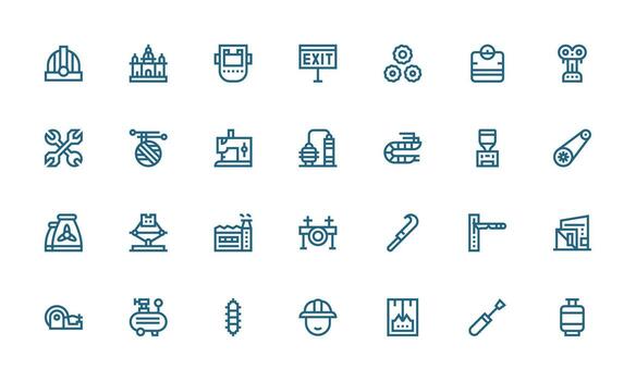 Industrial Design Icons featuring 28 in Bold Line Style Simple Icons for Interface and Wireframes vector