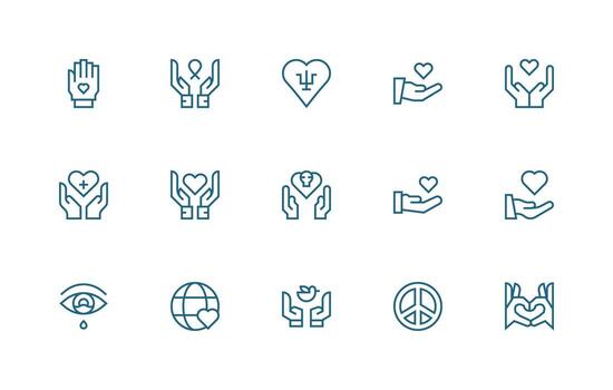 Regular Line Icons from Compassion Set with 15 Vectors Interface Icon Collection