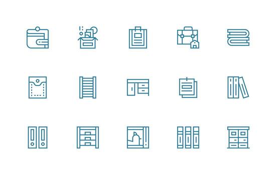 15 Icons for Filing in Regular Line Format Simple Icons for Interface and Wireframes vector